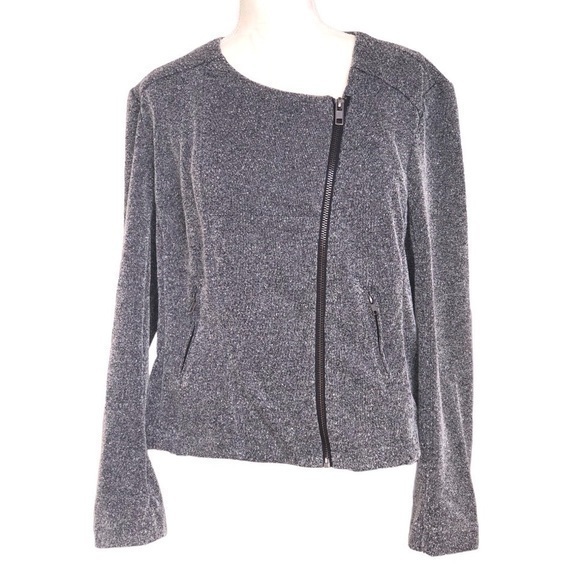 Catherine Malandrino Jackets & Blazers - Catherine Malandrino Runway Moto Jacket Gray Marled Asymmetrical Zip Shanfa
